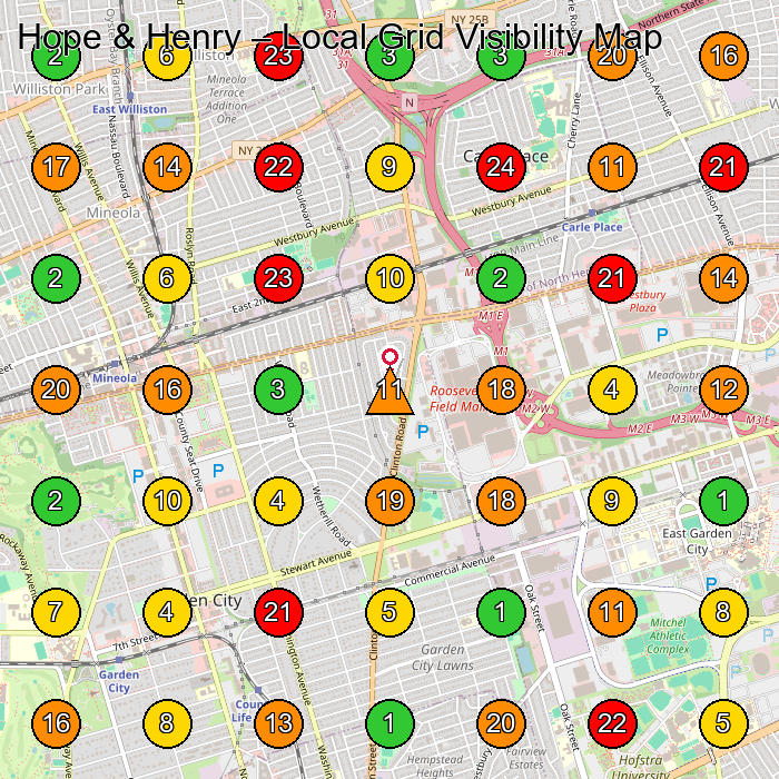 Hope & Henry Children'S Clothing Store GeoGrid ranking map for Garden City NY